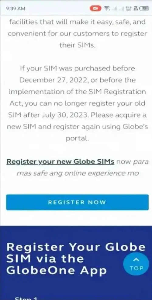 Globe-SIM-Registration-Step-1
